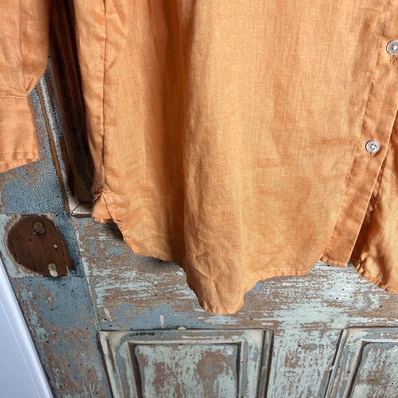 J Jill 100% Linen Orange Blouse Women’s XL Button Down Long Sleeve Collared - Picture 5 of 9